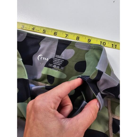 Zyia 6-8 side pocket green camo camoflauge leggings active running gym ankle - Picture 5 of 8